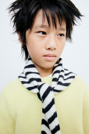 100% CASHMERE STRIPED SCARF - Ecru by Zara