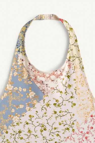 LIMITED EDITION PATCHWORK HALTER SWIMSUIT - Ecru / Marl by Zara - Image 4