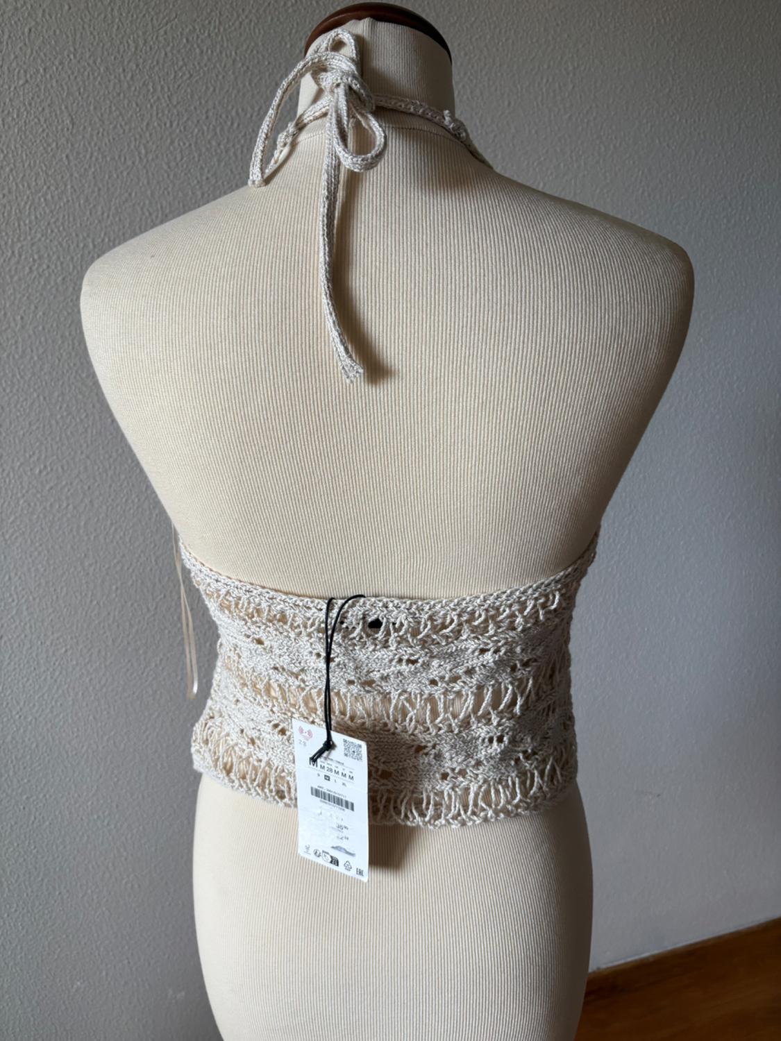 DISTRESSED KNIT HALTER TOP - Image 2