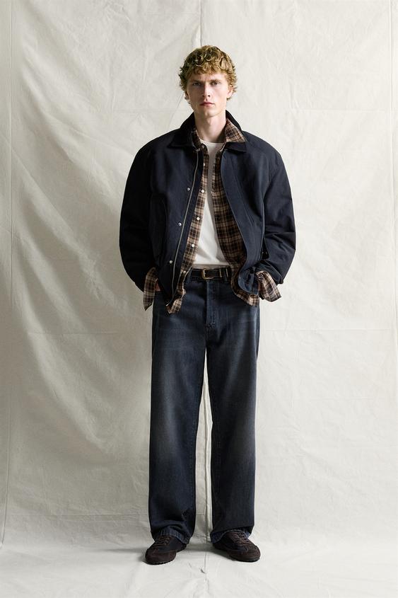 REGULAR FIT JACKET WITH CONTRAST COLLAR - Dark navy by Zara - Image 0