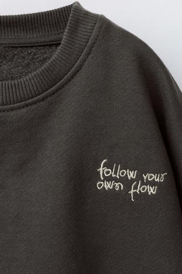 EMBROIDERED TEXT SWEATSHIRT AND JOGGERS SET - Black by Zara - Image 2