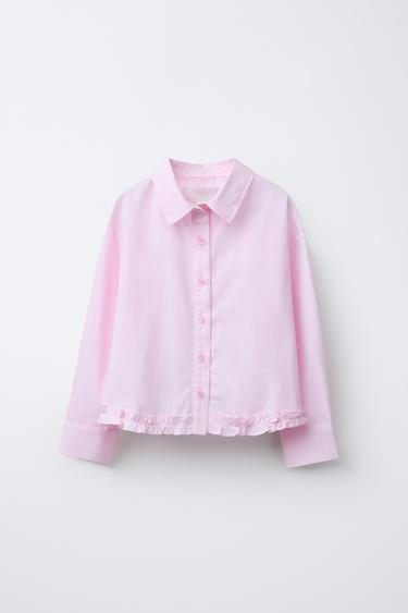 Zara RUFFLED HEM SHIRT - Pink - Image 0