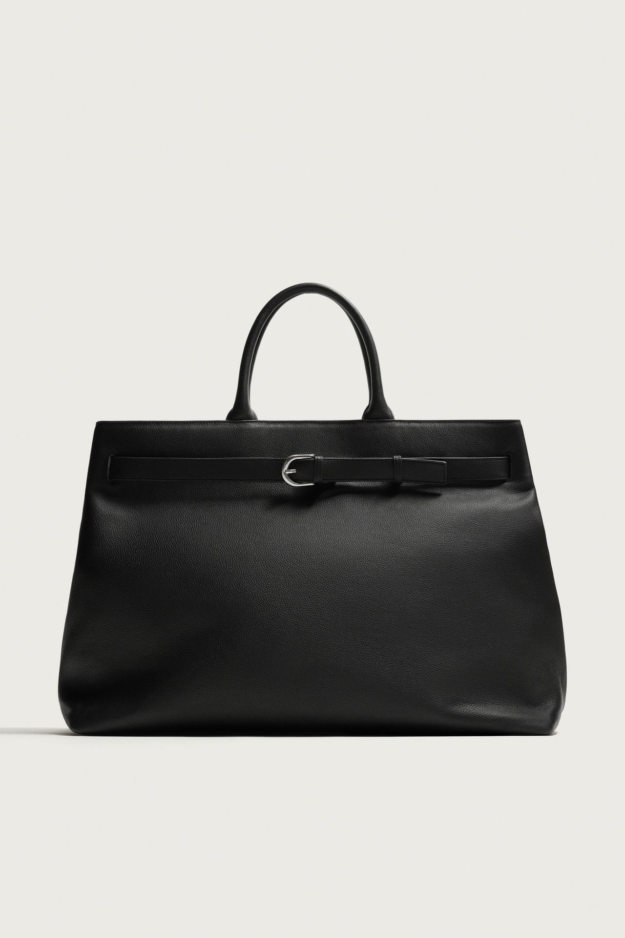 LEATHER BELT HANDBAG — Black