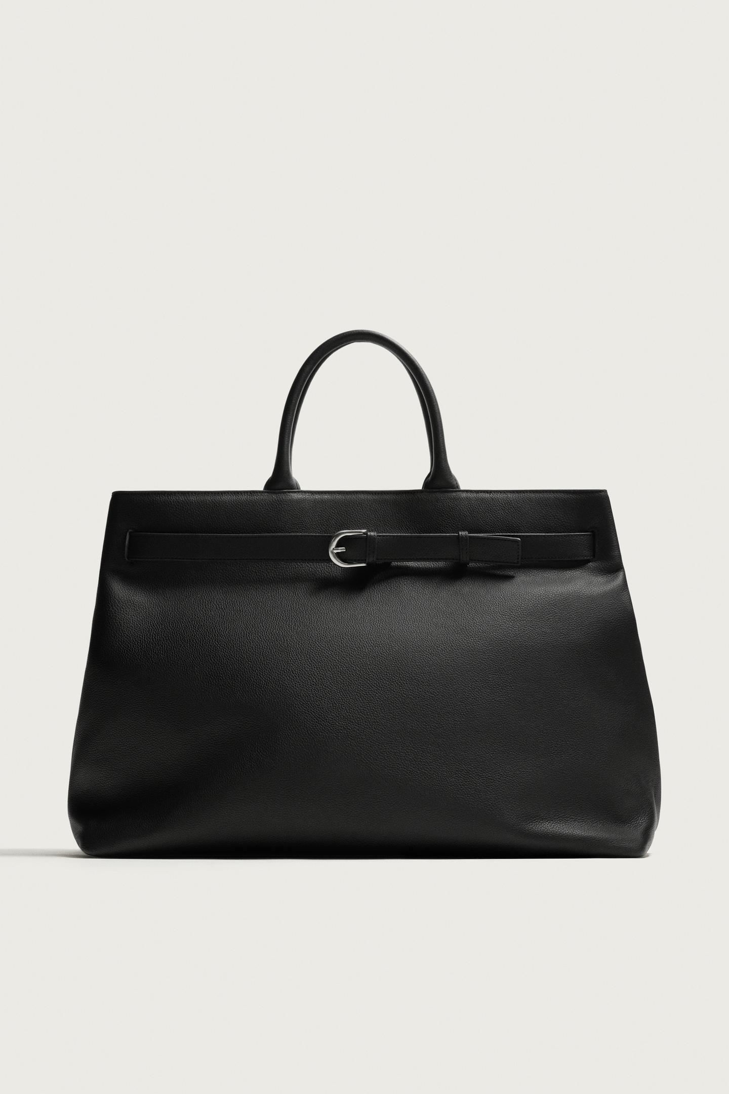 Мужская сумка Zara Leather Belt Handbag, цвет: Чёрный — фото 4