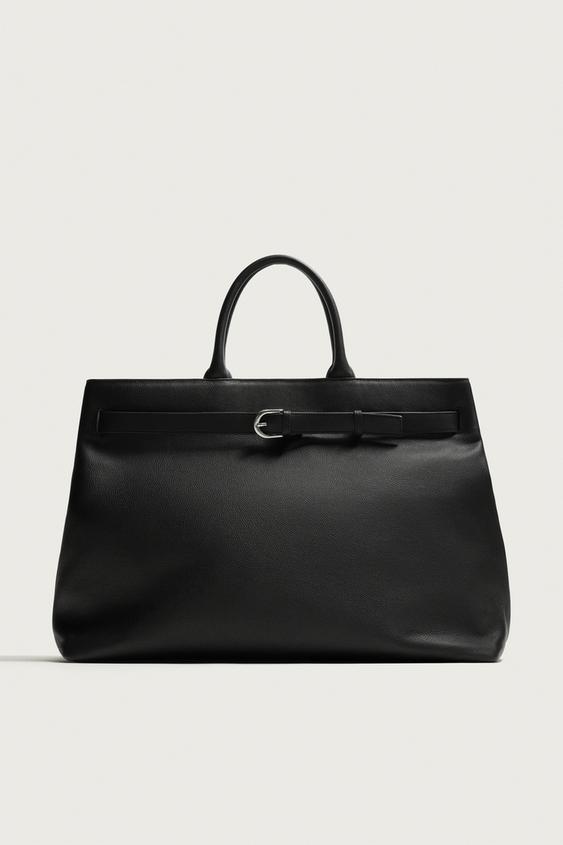 LEATHER BELT HANDBAG - Black by Zara - Image 0