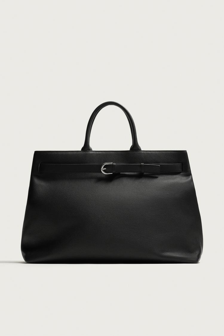 LEATHER BELT HANDBAG — Black