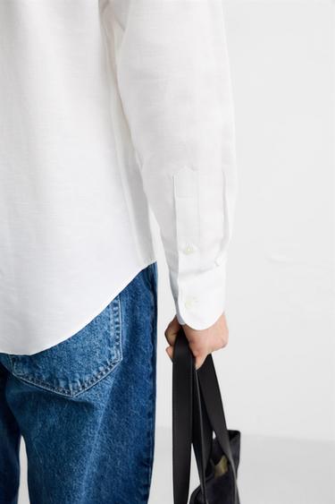 CHEMISE EN COTON ET LIN - Blanc de Zara - Image 5