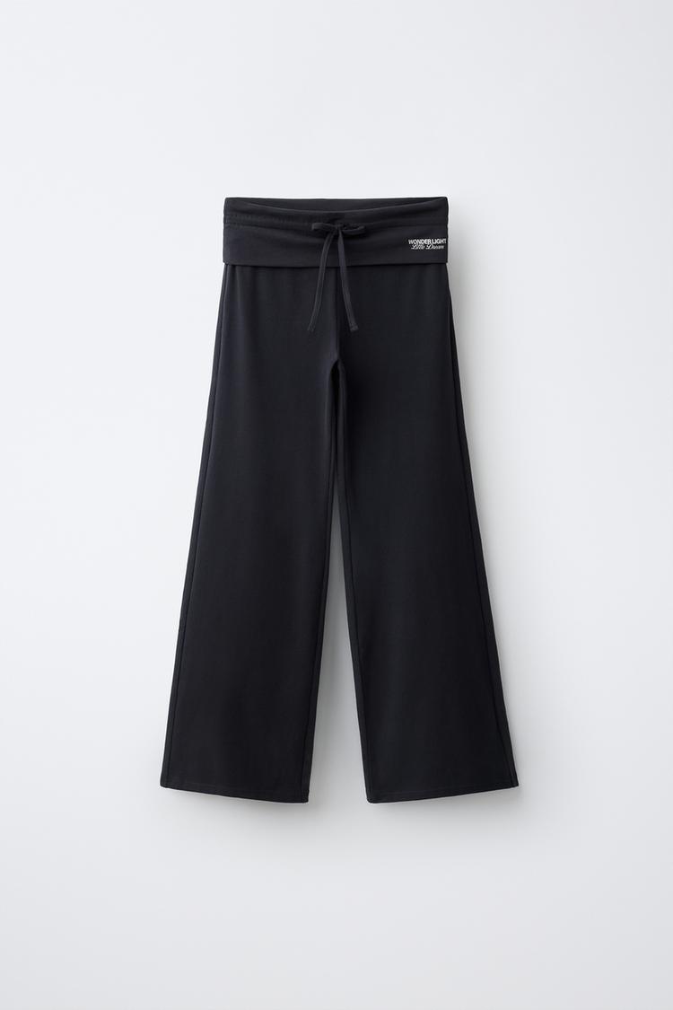 FOLD-OVER WIDE-LEG TROUSERS — Anthracite grey