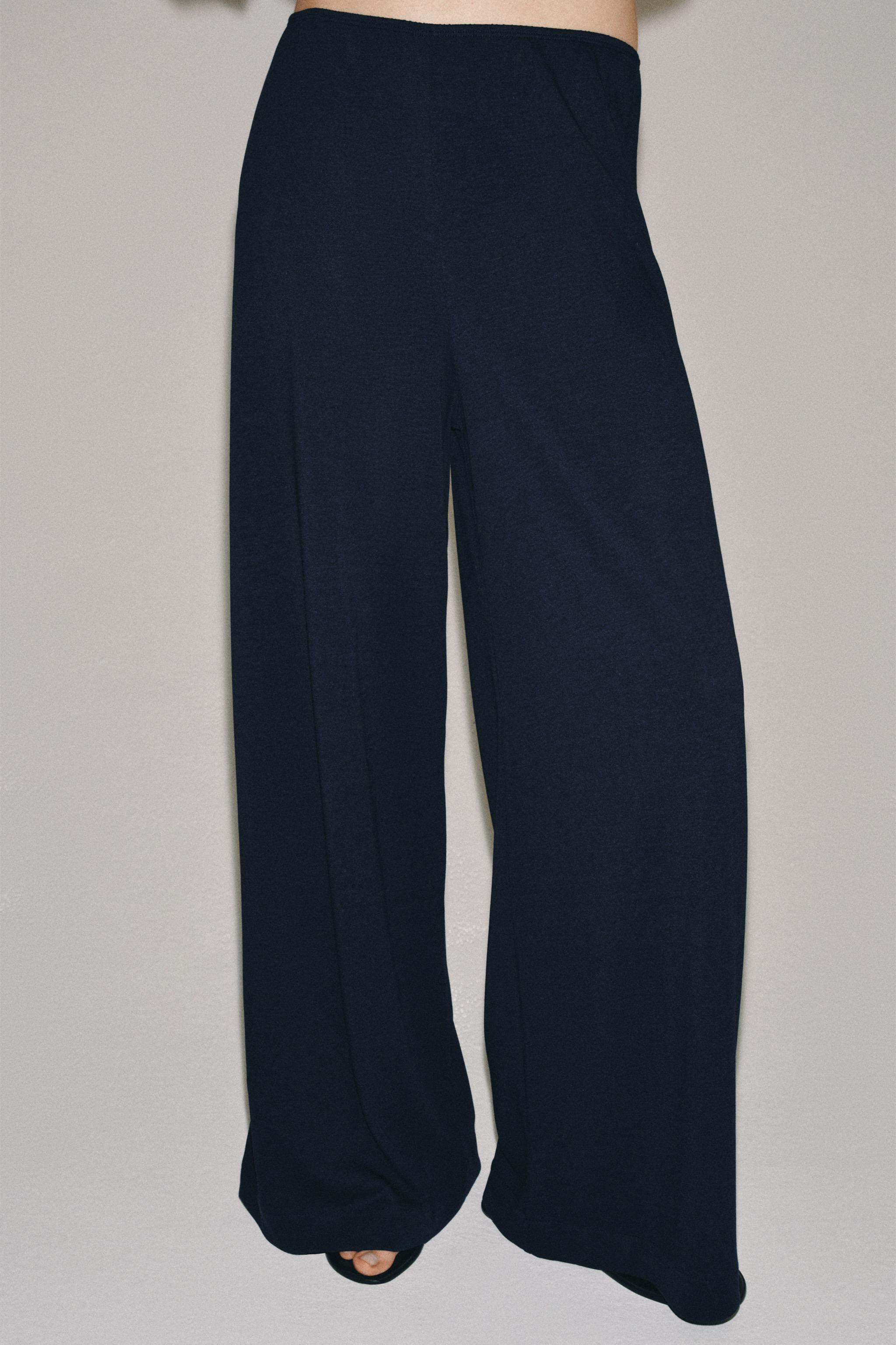 WIDE LEG PANTS — Navy blue