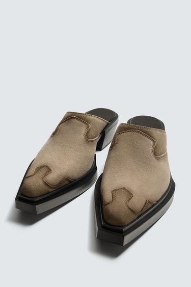 SABOTS EN CUIR - Gris de Zara - Image 4