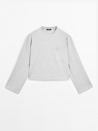 T-shirt oversize avec poches - Gris chiné de Zara