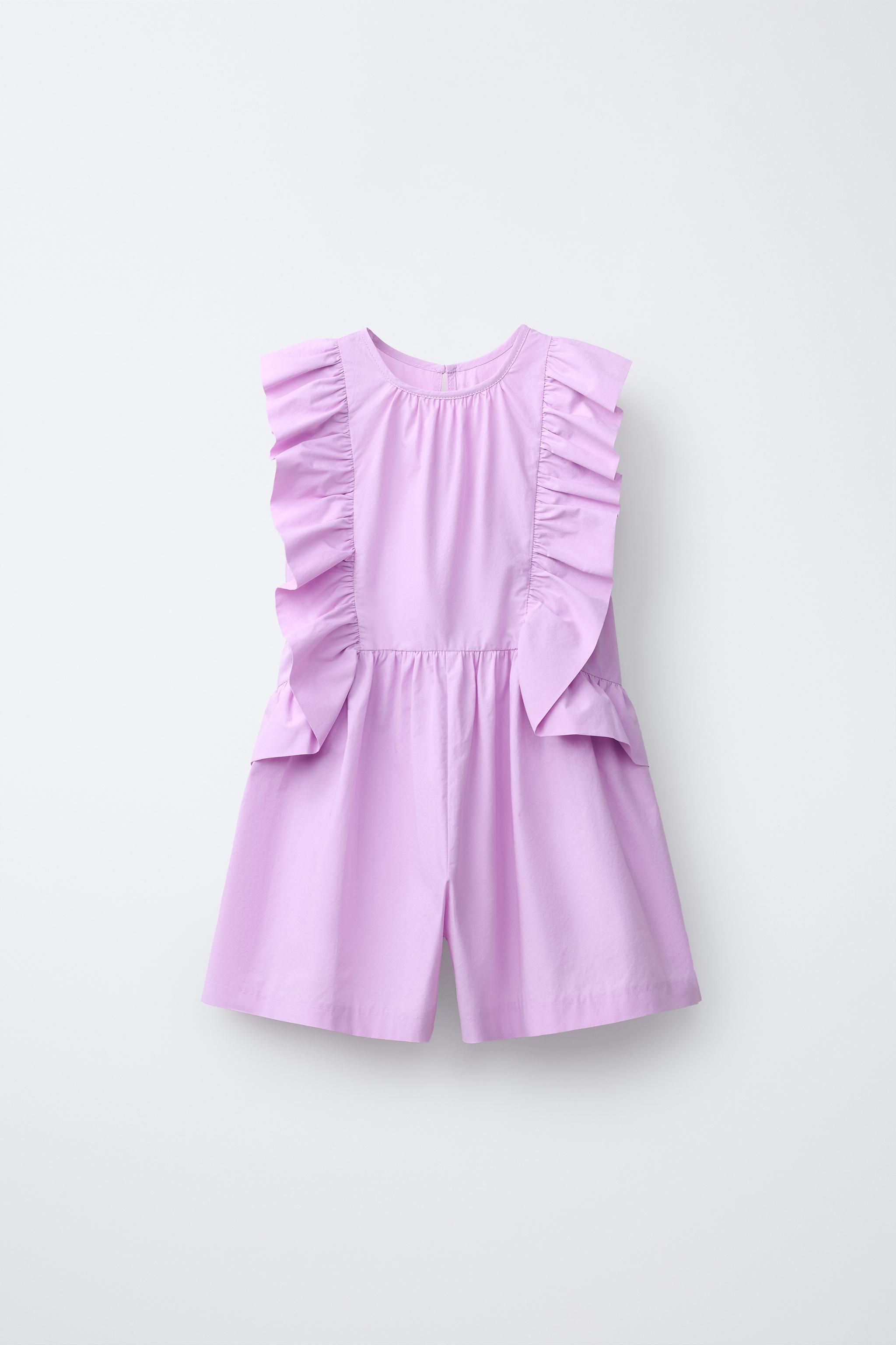 RUFFLED POPLIN DRESS — Light mauve