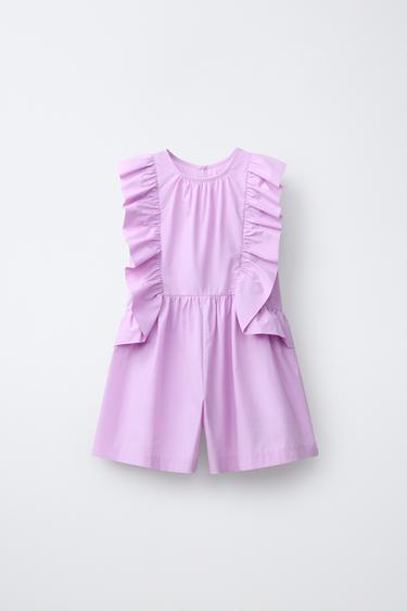 ROBE POPELINE À VOLANTS - Mauve clair de Zara