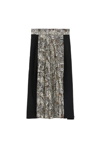 PLEATED ANIMAL PRINT SKIRT