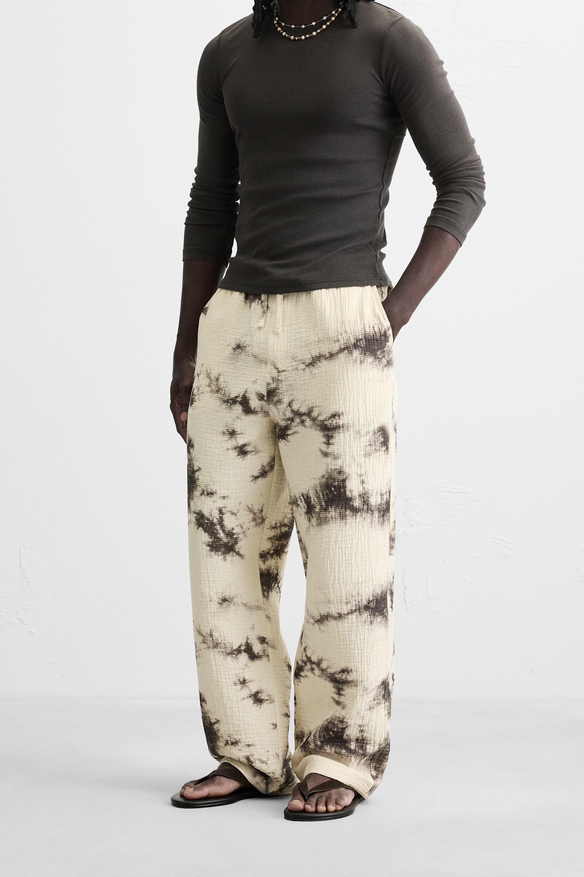 PANTALON STRUCTURÉ IMPRIMÉ TIE-AND-DYE