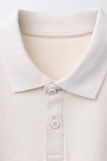 TEXTURED POLO SHIRT WITH LABEL - Pearl / Beige by Zara - Image 2