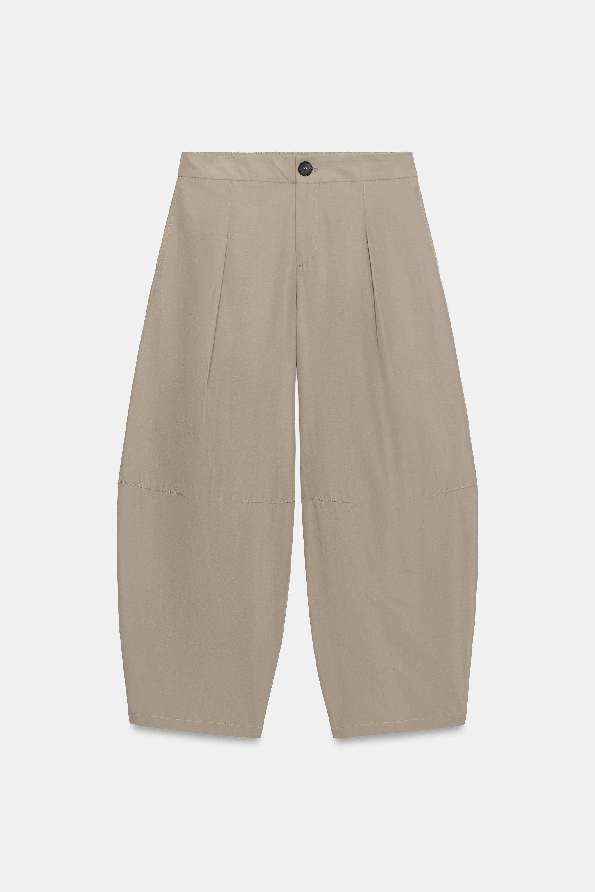 Женские брюки Zara POPLIN BARREL TROUSERS — фото 7