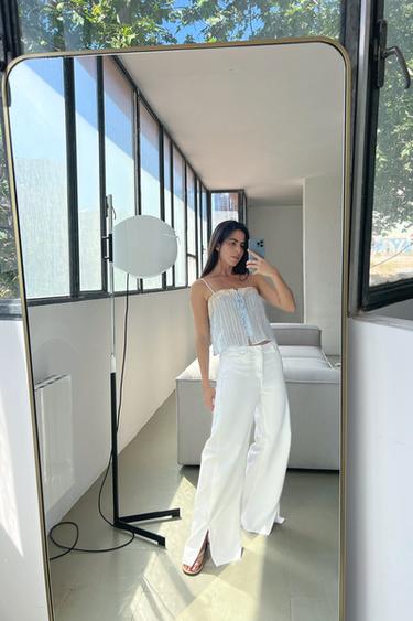 TOP ROMANTIQUE À BRETELLES - Bleu clair de Zara