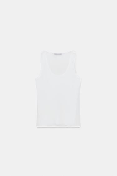 SEMI-SHEER KNIT TOP - White by Zara - Image 5