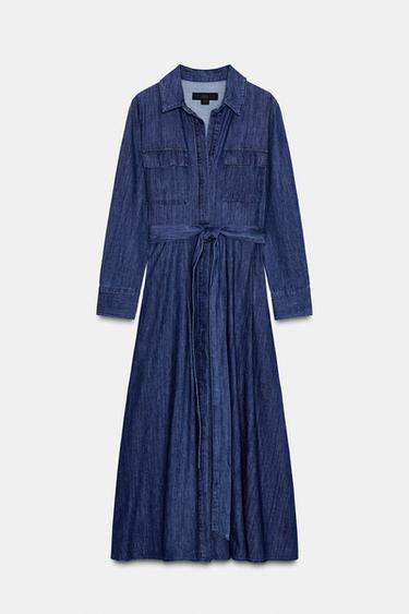 VESTIDO DENIM CINTURÓN ZW COLLECTION - Índigo de Zara