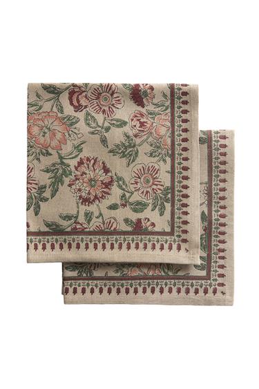 SET TOVAGLIOLI STAMPA FIORI (SET DA 2) - Marrone / Taupe di Zara