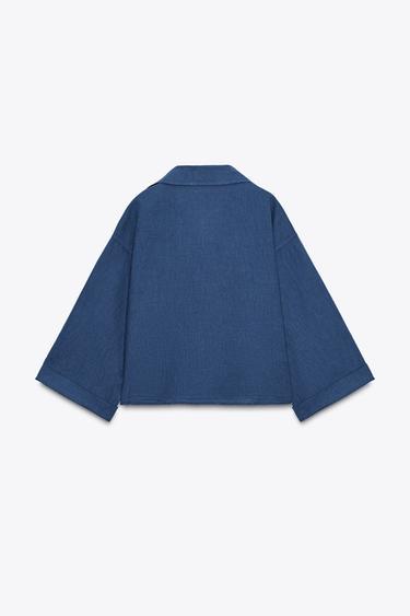 LINEN BLEND SHIRT ZW COLLECTION - Indigo by Zara - Image 6