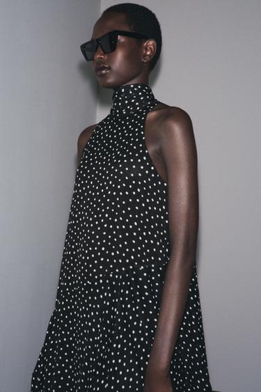 ZW COLLECTION HALTER POLKA DOT DRESS - Black / White by Zara - Image 1