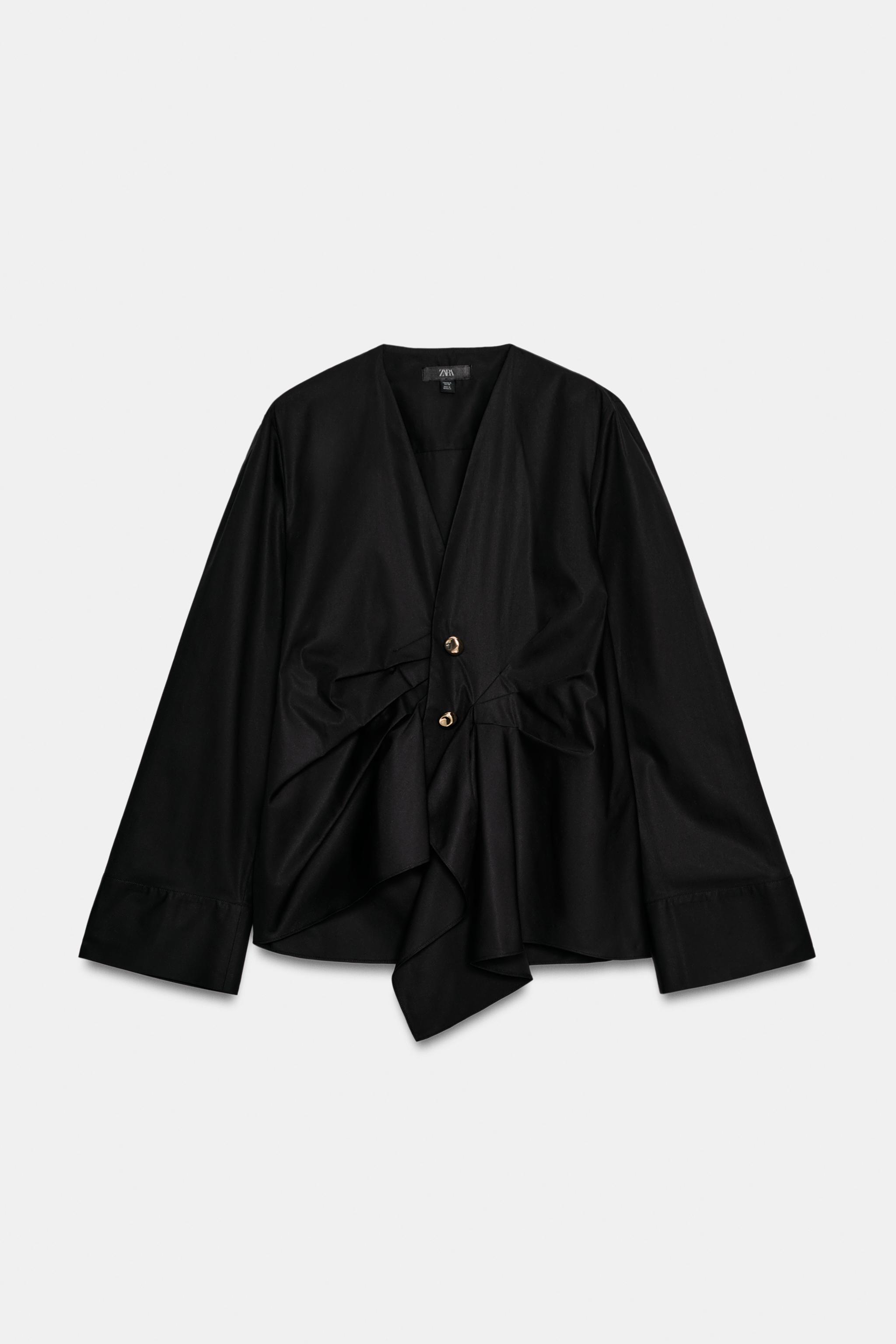 ZW COLLECTION PLEATED SHIRT - Black | ZARA United States