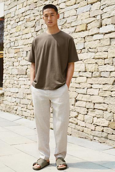 Zara 棉質混紡標準版 T 恤 - 棕色