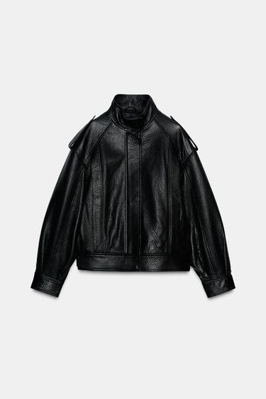 LEATHER BOMBER JACKET ZW COLLECTION LIMITED EDITION - Black by Zara