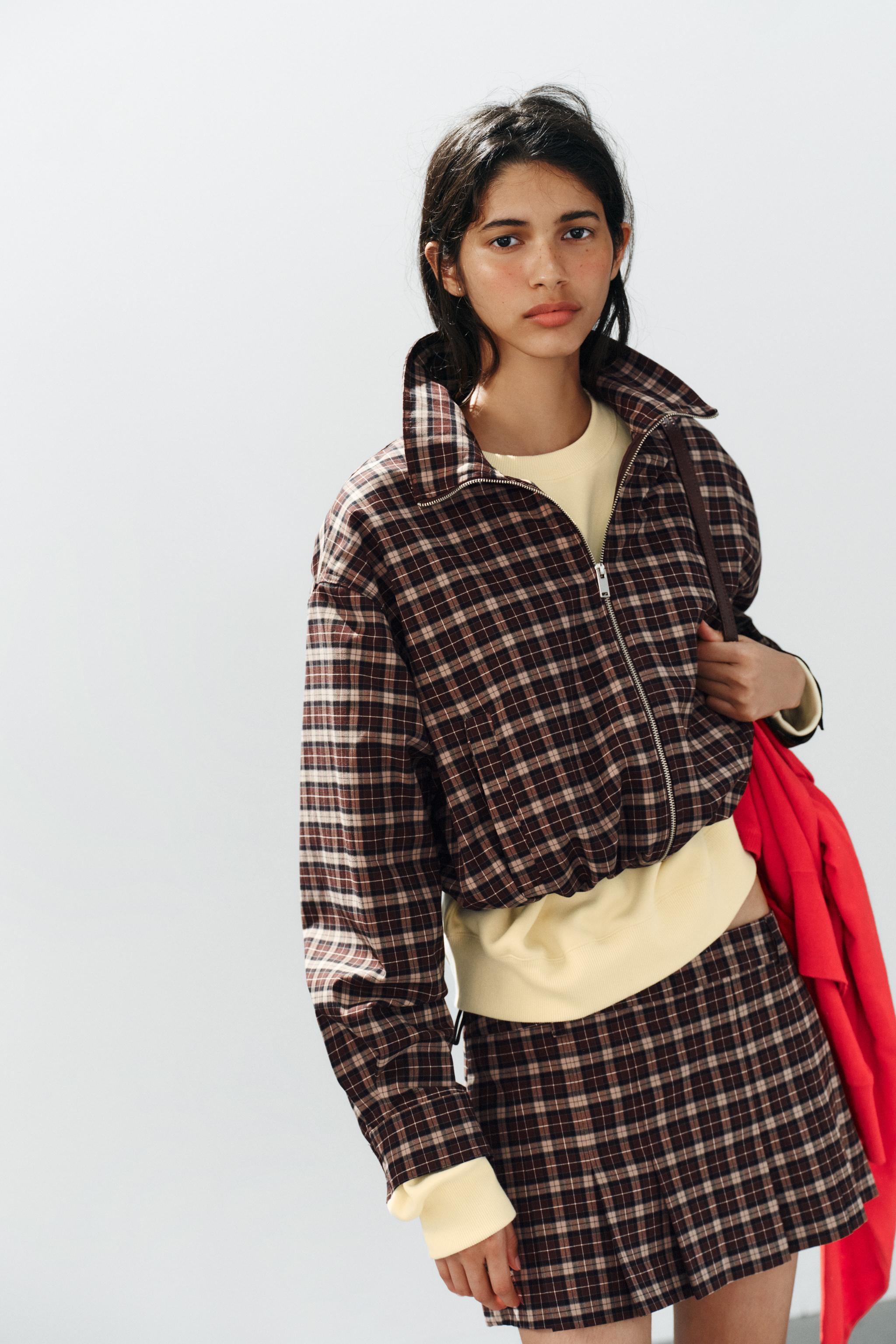 PLAID ZIP-UP JACKET