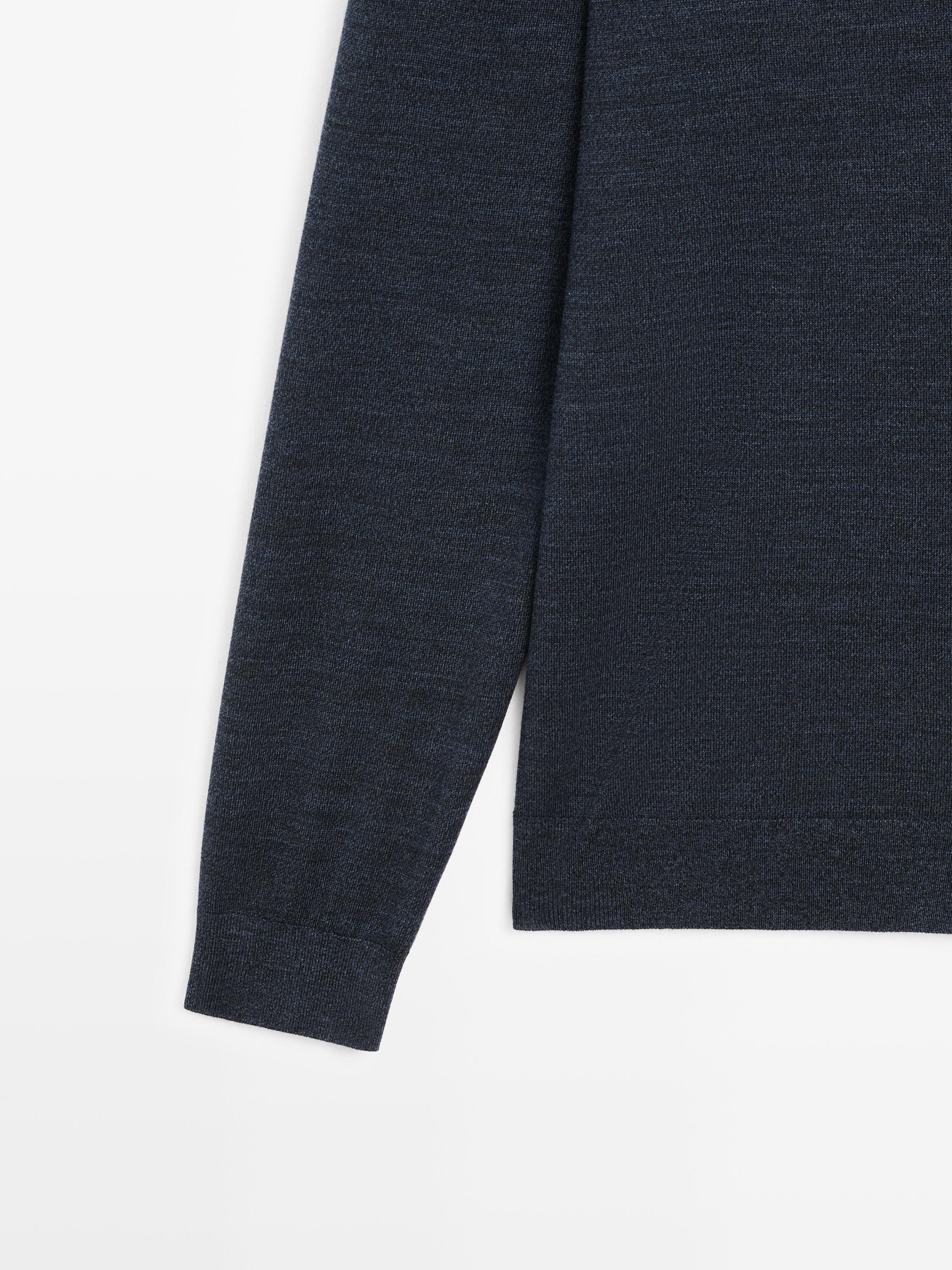 100% wool knit sweater with polo collar