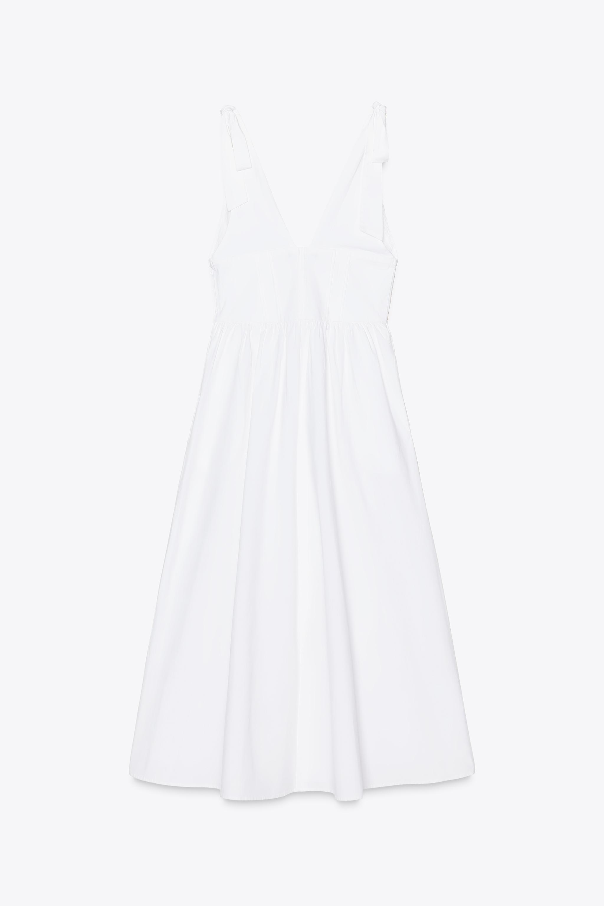 POPLIN MIDI DRESS WITH TIES - White | ZARA South Africa