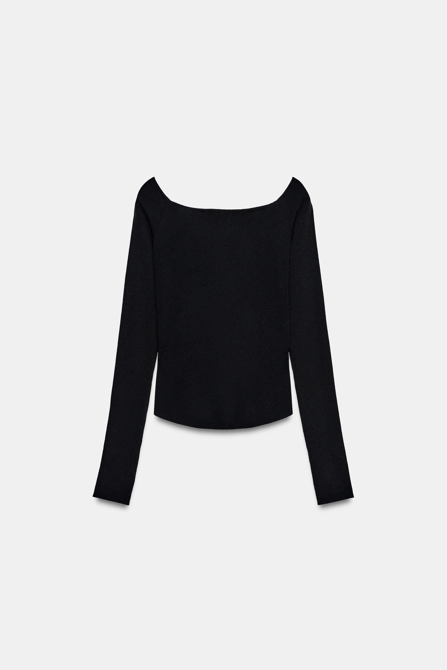 Женский топ Zara Draped Knit Top, цвет: Чёрный — фото 6