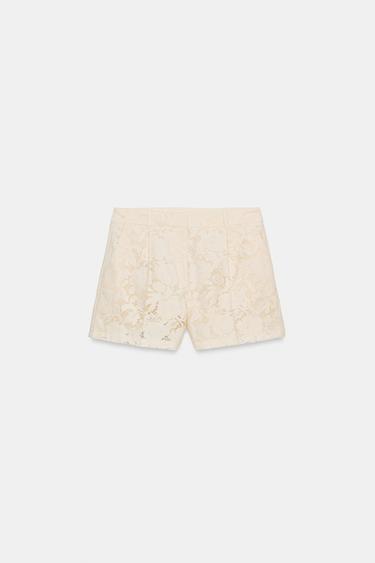 Zara LACE SHORTS - Ecru