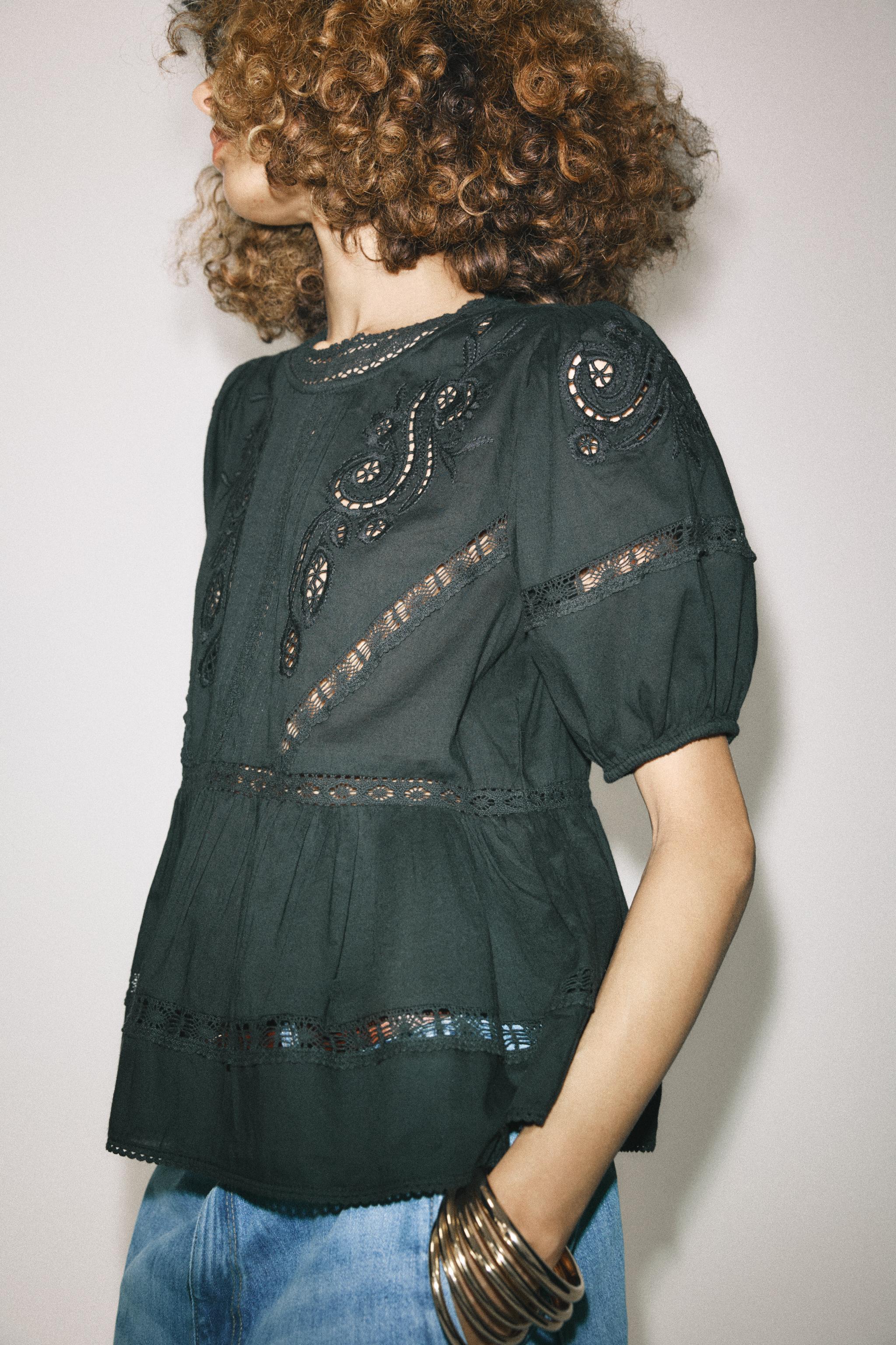 BLUSA ROMÂNTICA BORDADA ZW COLLECTION - Cru | ZARA Brasil