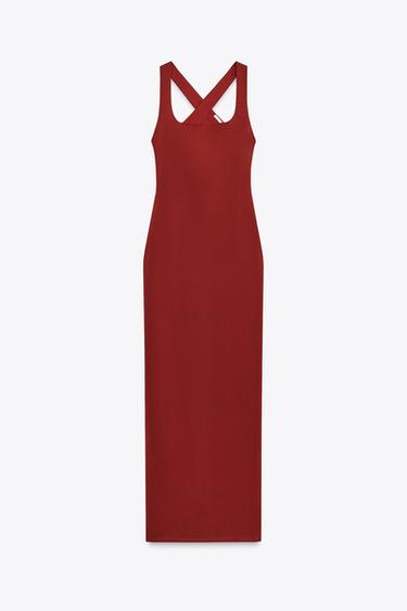 LONG POLYAMIDE DRESS - Burgundy by Zara - Image 5