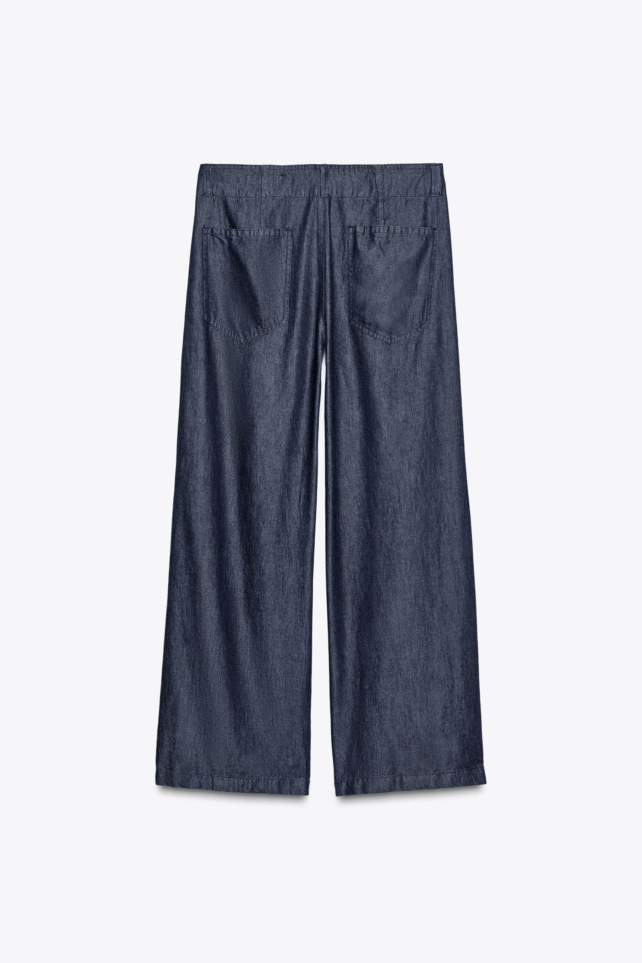 ZW COLLECTION CROSSOVER DENIM PANTS - Blue | ZARA Canada