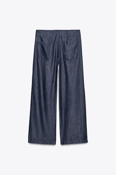 PANTALON CROISÉ EN DENIM ZW COLLECTION - Bleu de Zara - Image 6