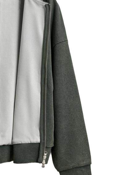 Zara WAFFLE LINED HEAVYWEIGHT HOODIE - Khaki