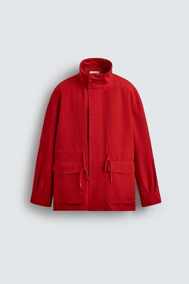 Zara VODOOTPORNA PARKA JAKNA KOJA SE SKIDA – Crvena