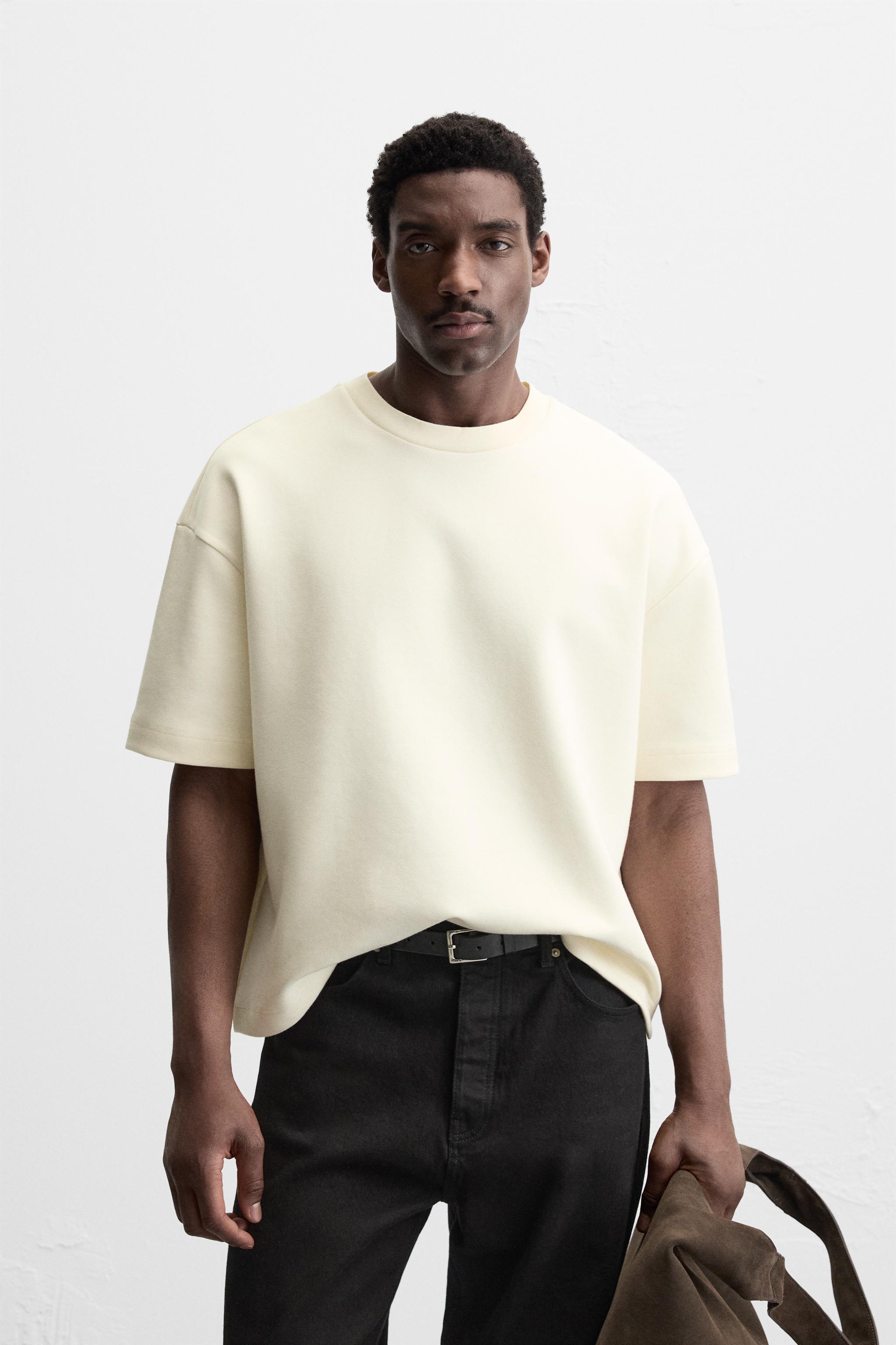 EMBOSSED PRINT T-SHIRT - Oyster-white | ZARA United States