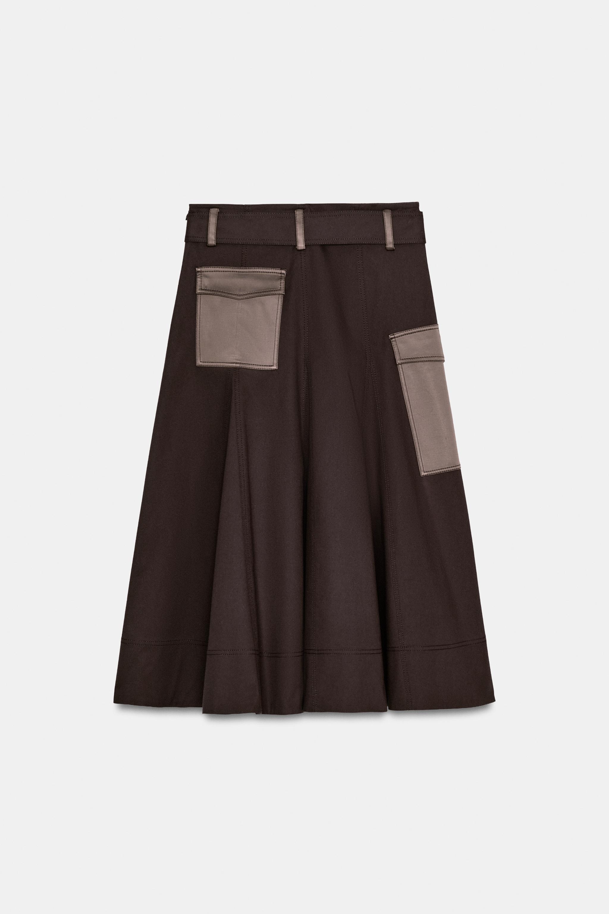 JUPE MI-LONGUE CARGO AVEC CEINTURE