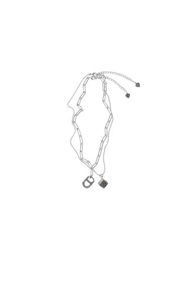 PACK DOS COLLARES CHAPA Y DADO - Plata de Zara