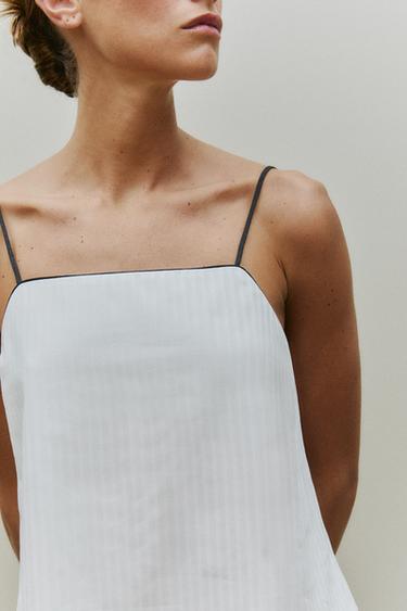 CHEMISE DE NUIT JACQUARD RAYURES - Blanc cassé de Zara - Image 6
