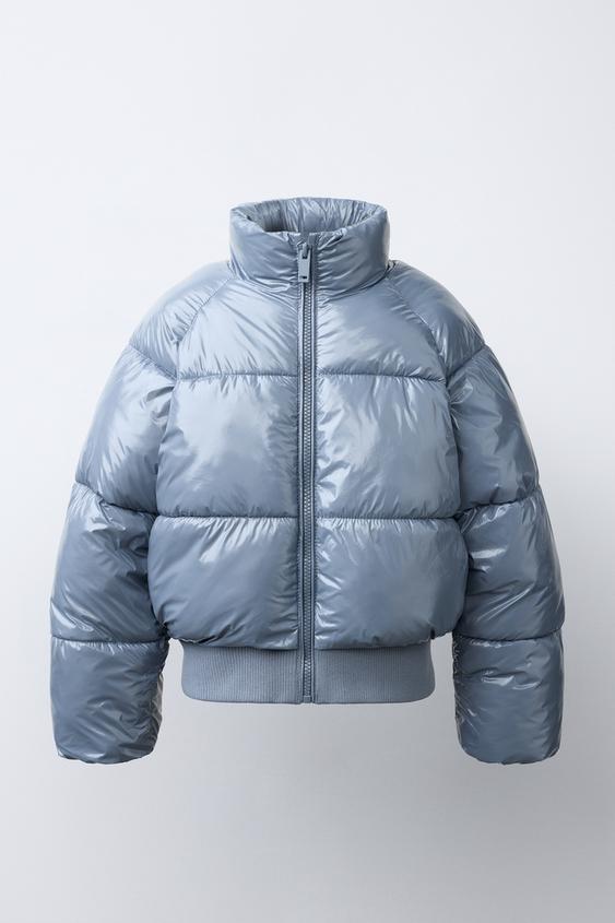 ACOLCHET JAKKE MED GLANS - blågrå fra Zara - Billede 0