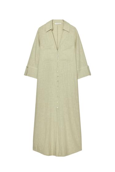 LINEN BLEND SHIRT DRESS