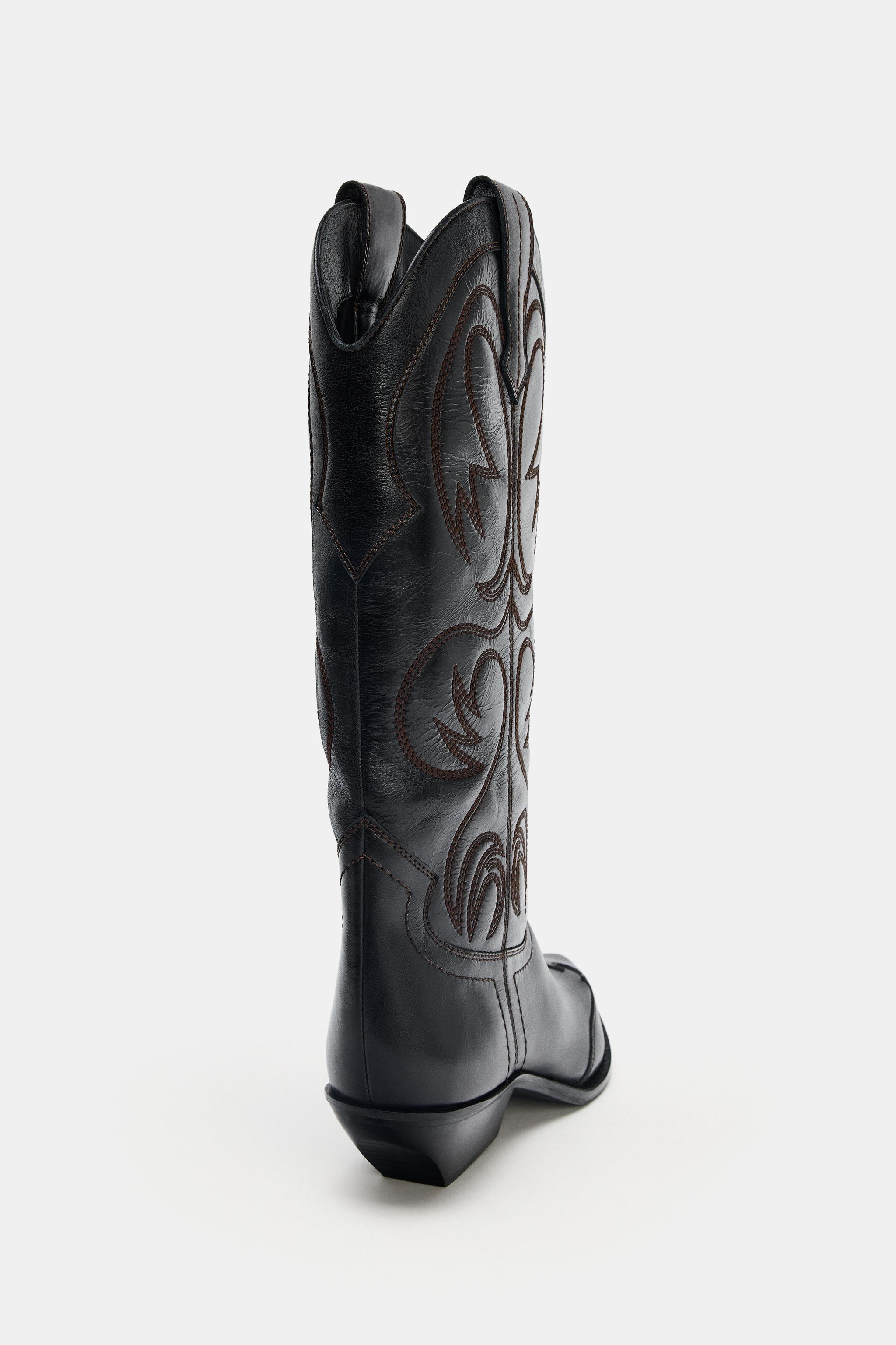 EMBROIDERED LEATHER COWBOY BOOTS