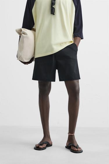 COTTON/LYOCELL BERMUDA SHORTS - Black by Zara - Image 1