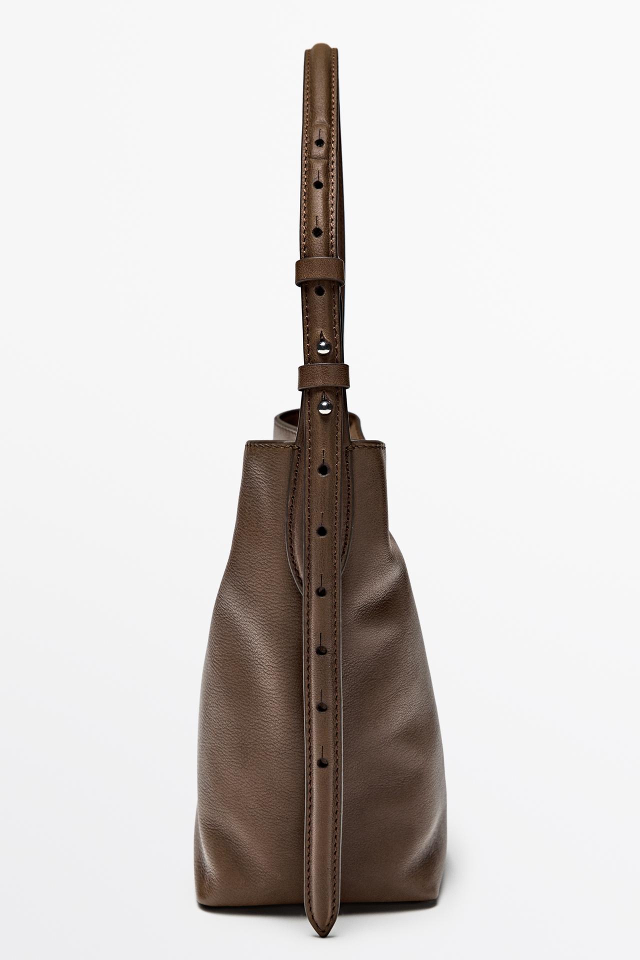 Nappa leather mini bucket bag — Leather
